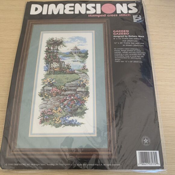 Dimensions Counted Cross Stitch Kit 3172 Garden Gazebo 8 x 16 NEW SEALED 1998 - Picture 1 of 4